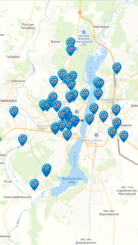 Карта новостроек Воронежской области